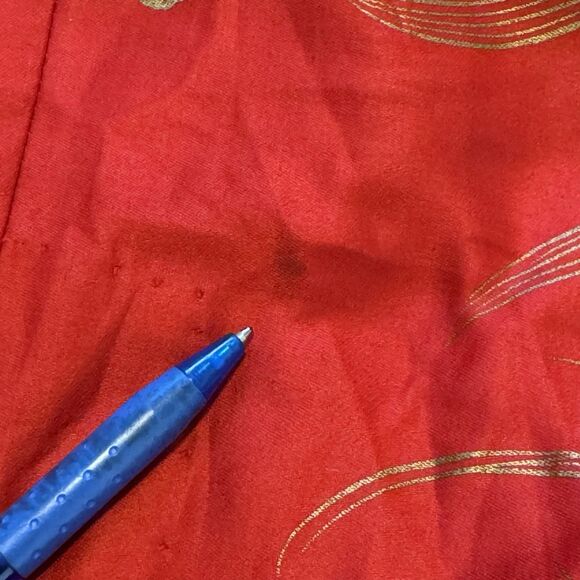 Vintage 60s Hawaiian Togs Maxi Dress Red Gold Metallic Floral Draped Back Small - Picture 11 of 13